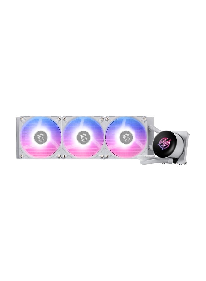 MSI MPG CORELIQUID P13 360mm AIO Liquid CPU Cooler – 2.1" IPS LCD Pump Display, ARGB Fans, 3400RPM Pump, 500–2050RPM Fans, Intel & AMD Compatible, 360mm Radiator, White | 306-7ZWGA21-L80 - Image 1